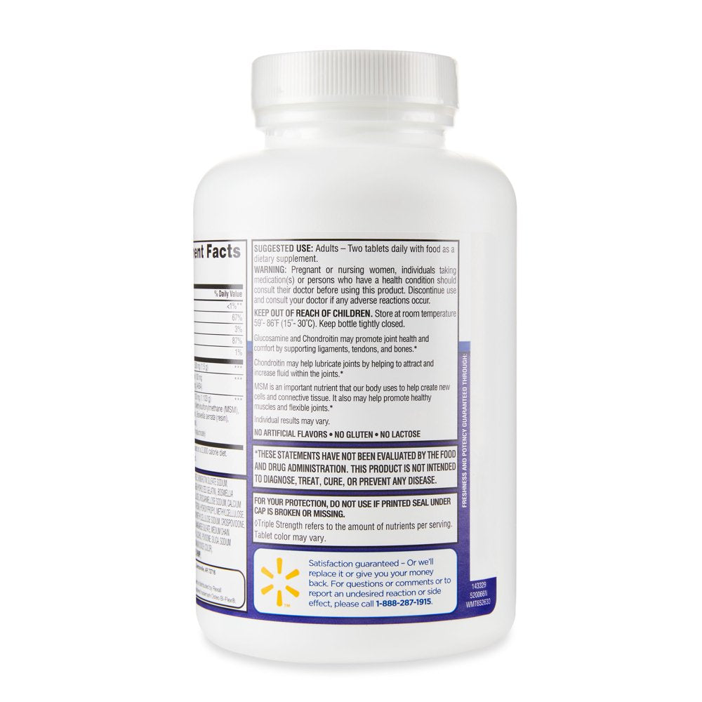 Equate Triple Strength Glucosamine & Chondroitin Complex Tablets Dietary Supplement, 160 Count