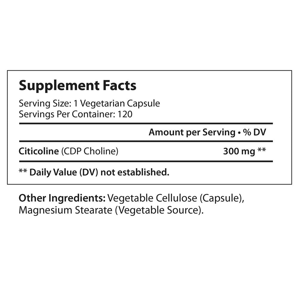 Citicoline CDP Choline 300Mg - 120 Vegetarian Capsules