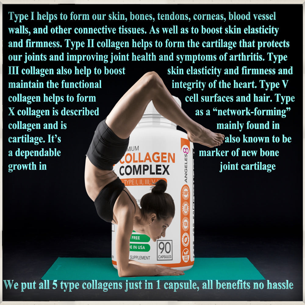 All-Natural Hydrolyzed Collagen Peptides for Skin, Joints, and Muscles (Types I, II, III, V, X)