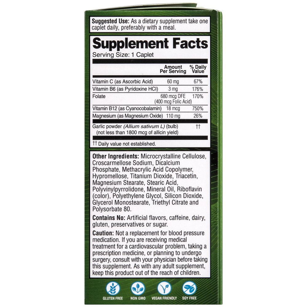 Garlique Healthy Blood Pressure Supplement, Odor Free Garlic, 1800 Mcg Allicin, 60 Ct