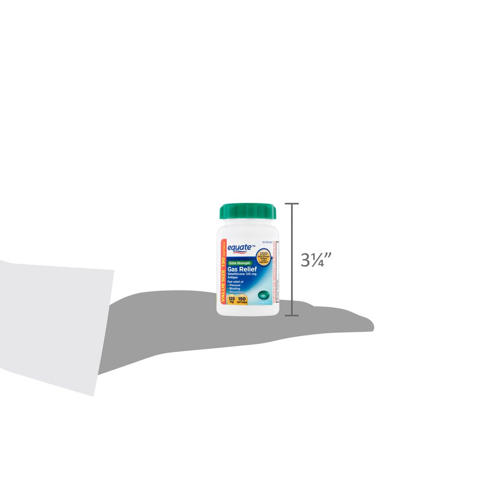 Equate Extra Strength Gas Relief Softgels Value Size, 125 Mg, 150 Count