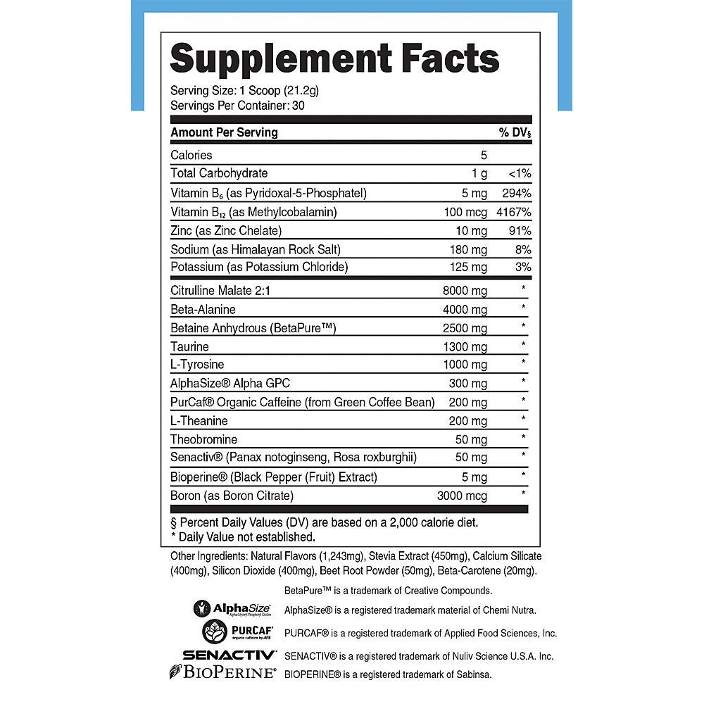 Bulk Pre-Workout Supplements - Tropical Punch (1.55 Lbs. / 30 Servings)