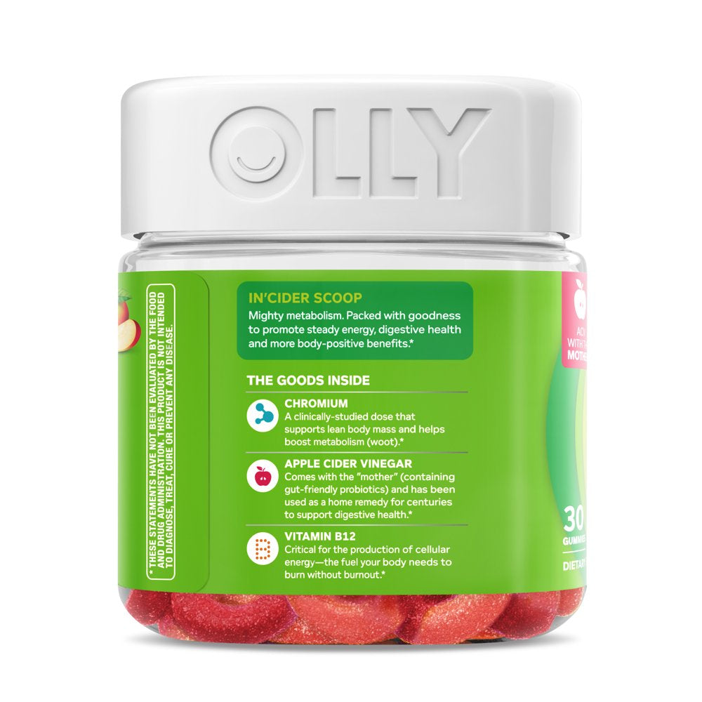 OLLY Metabolism Gummy Rings, Apple Cider Vinegar, B12, Chromium, Apple Flavor, 30 Ct