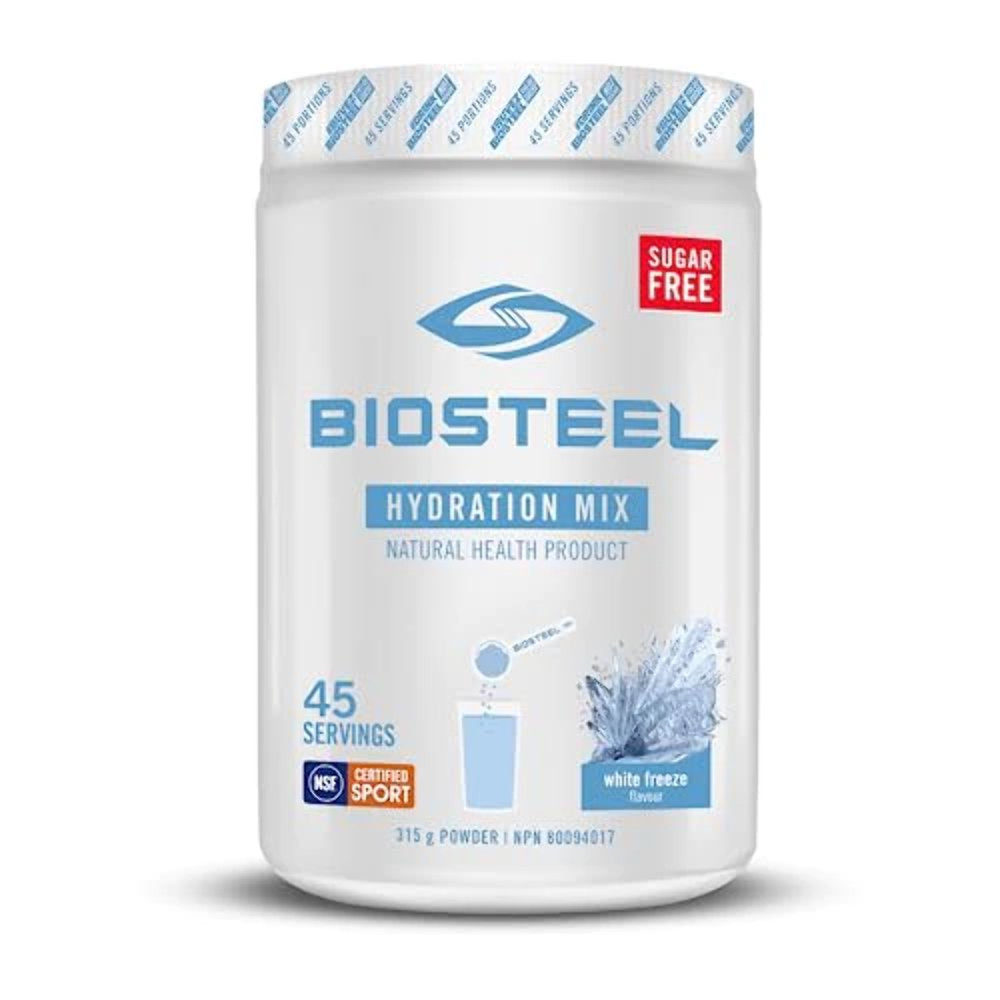 Biosteel Zero Sugar Hydration Mix, Great Tasting Hydration with 5 Essential Electrolytes, White Freeze Flavor, 45 Servings per Tub