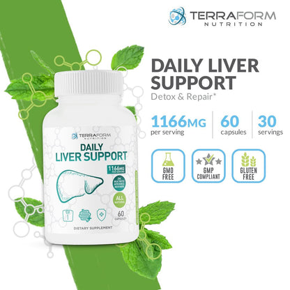 Natural Liver Supplement with Milk Thistle, Dandelion Root, More - Supports Healthy Liver Function for Men and Women - Natural Detox - 30 Servings