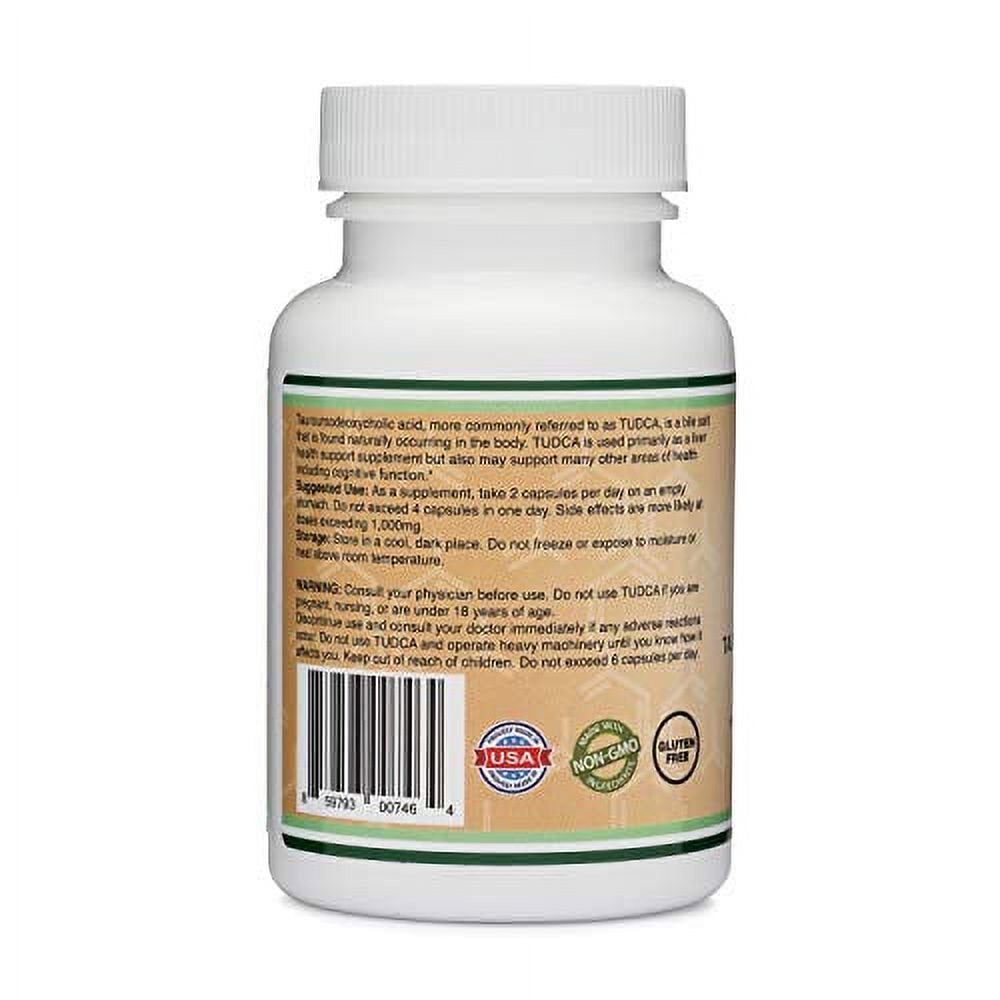 TUDCA Liver Support Supplement, (60 Capsules, 250Mg) Genuine Bile Acid TUDCA with Strong Smell and Taste by Double Wood Supplements