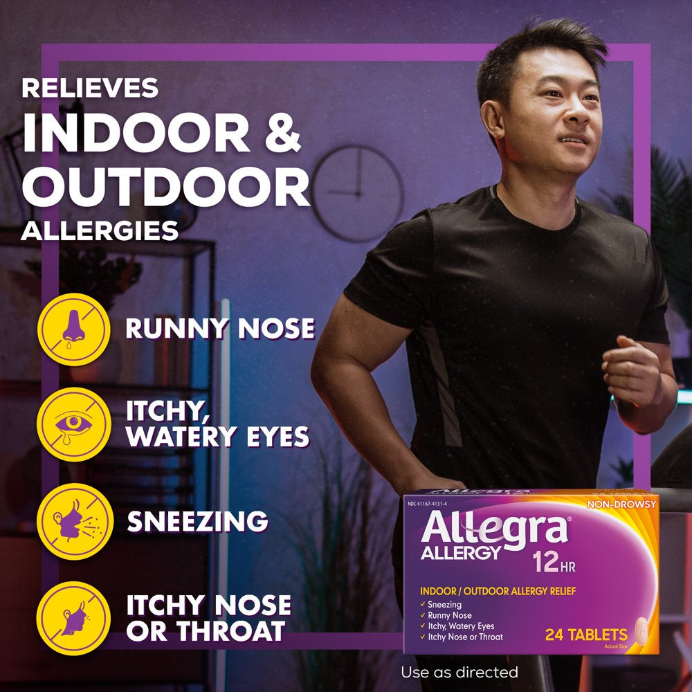 Allegra Adult 12 Hour Non-Drowsy Antihistamine Allergy Relief Medicine 60Mg Tablets 24Ct