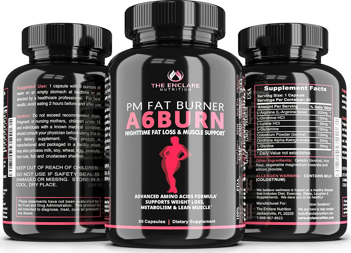 A6BURN Night Time Fat Burner Sleep Aid. Weight Loss for Women And Men, Metabolism Booster, Appetite Suppressant for Weight Loss, Diet Pills. Post Workout Muscle Recovery Amino Acids And Immune Support