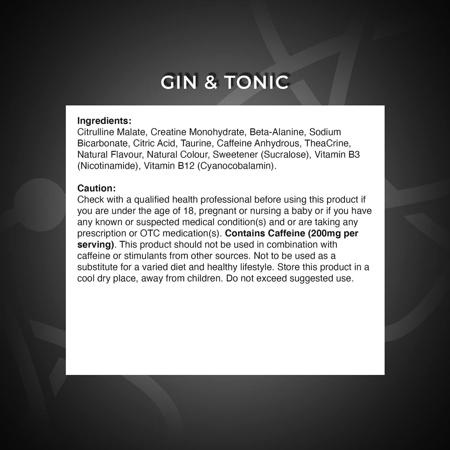 ABE All Black Everything Pre Workout Energy, Increase Physical Performance with Citrulline, Creatine, Beta Alanine, Caffeine Vitamin B Complex (Gin and Tonic, 315g)