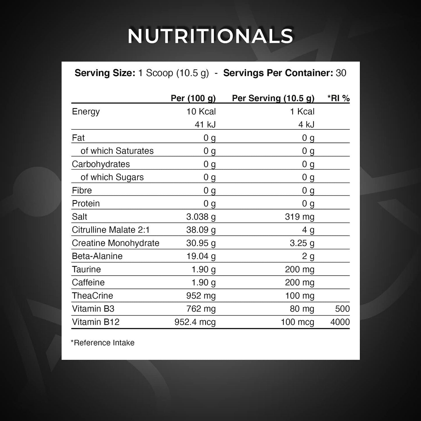 ABE All Black Everything Pre Workout Energy, Increase Physical Performance with Citrulline, Creatine, Beta Alanine, Caffeine Vitamin B Complex (Gin and Tonic, 315g)