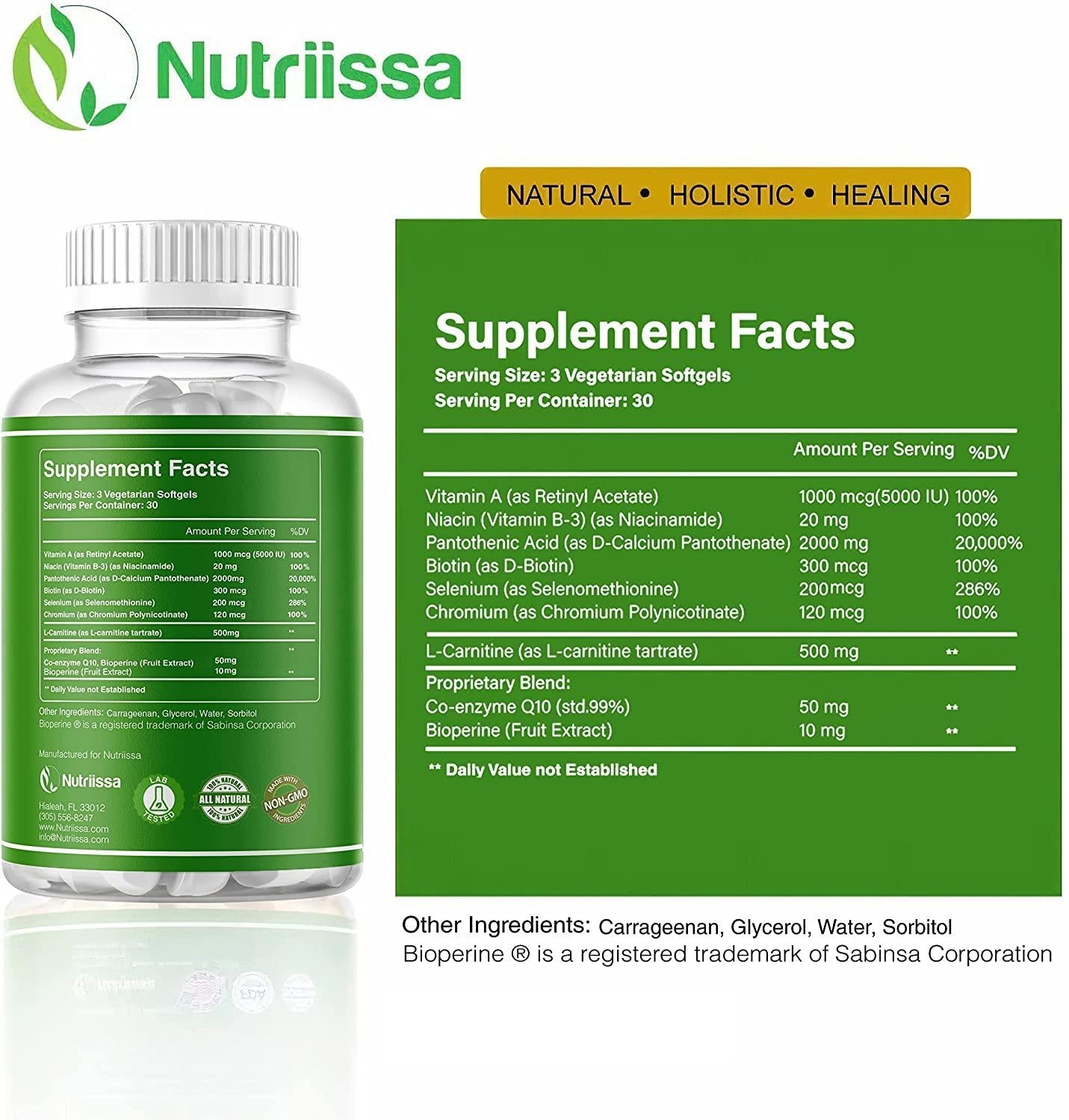 ACNEtane Vitamin Supplements by Nutriissa 180 Veggie Capsules All-Natural Dietary Supplement for Acne Proprietary Blend with Co-Enzyme Q10, L-Carnitine Ideal for Hormonal, Puberty, Cystic Acne