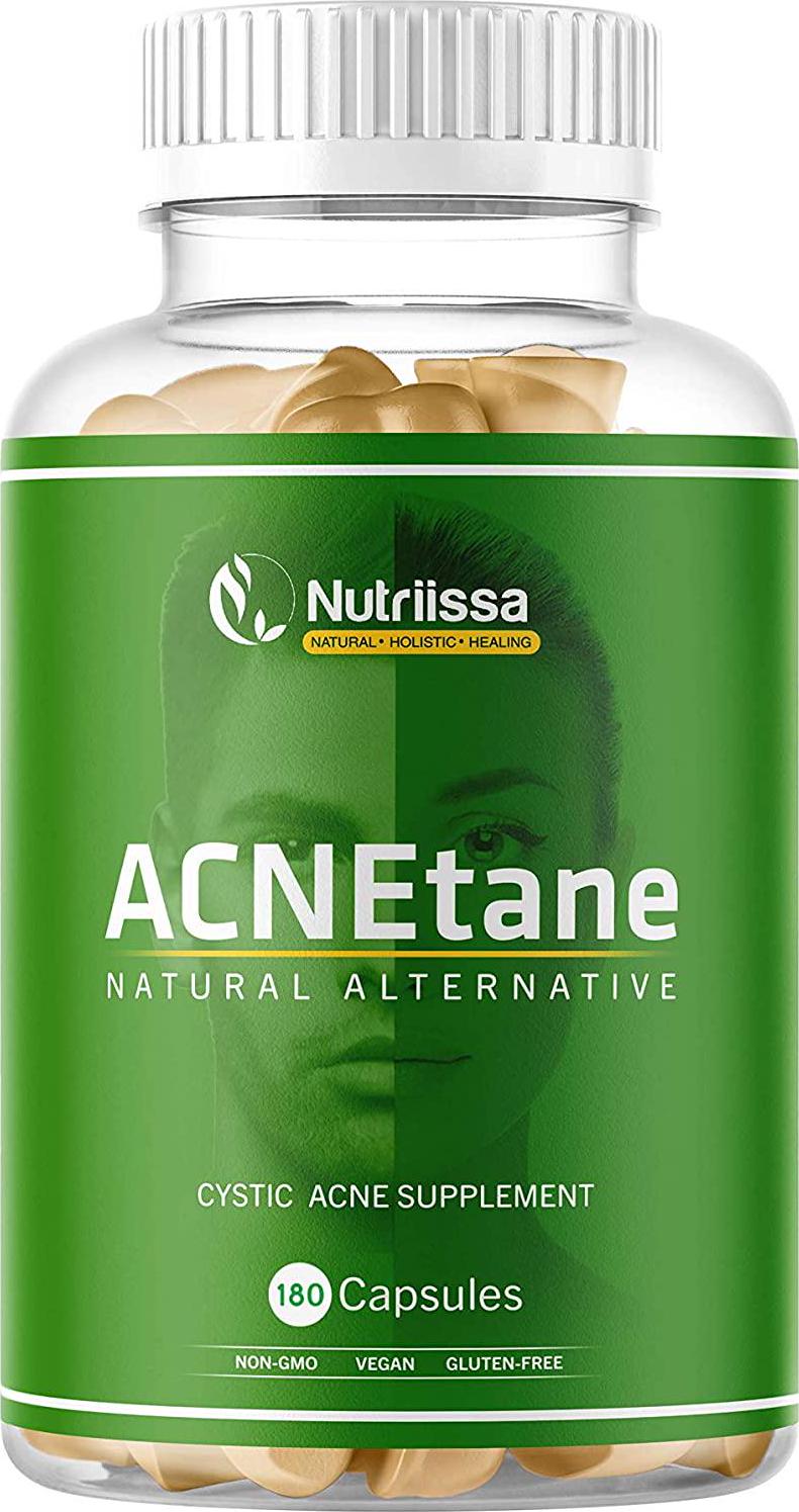 ACNEtane Vitamin Supplements by Nutriissa 180 Veggie Capsules All-Natural Dietary Supplement for Acne Proprietary Blend with Co-Enzyme Q10, L-Carnitine Ideal for Hormonal, Puberty, Cystic Acne