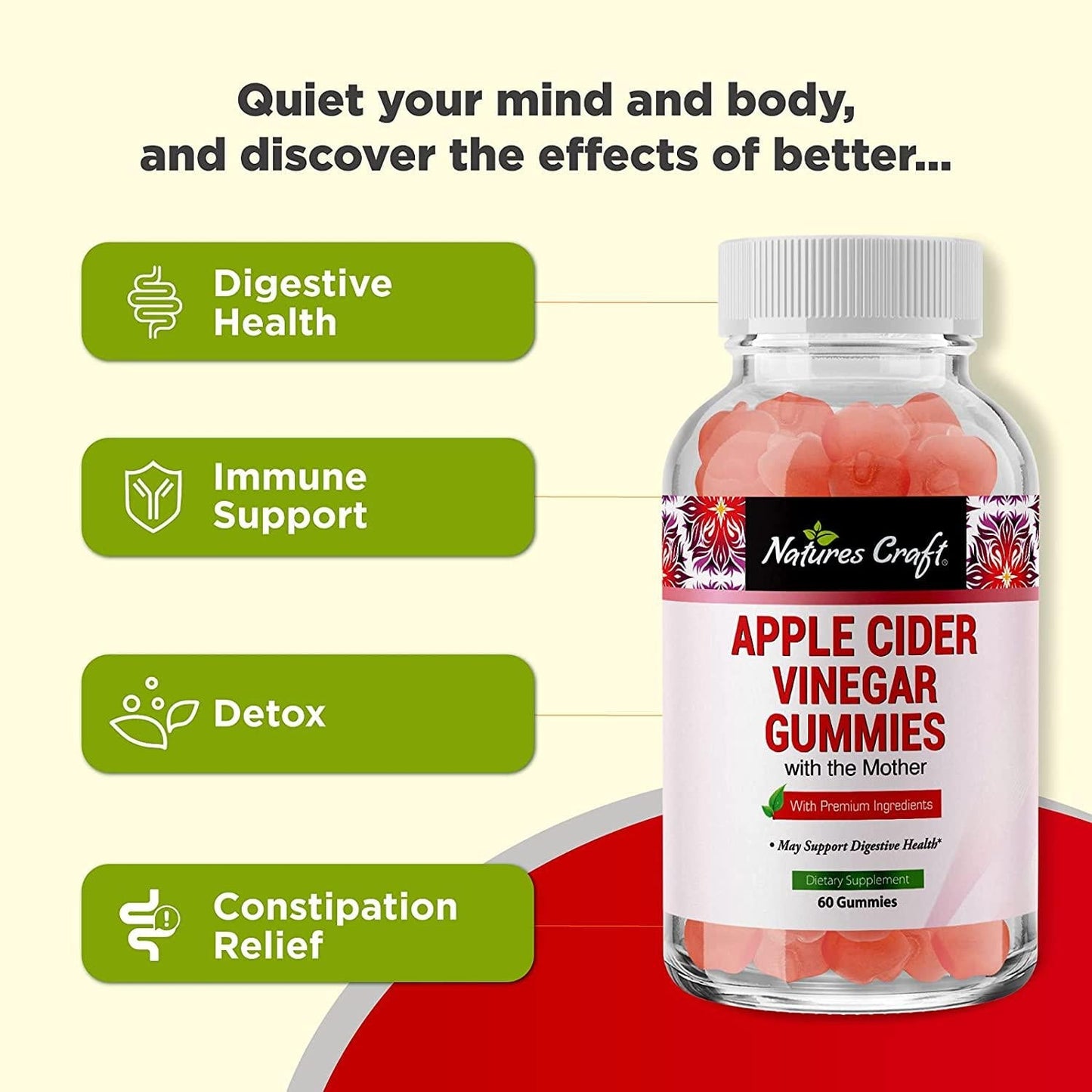 ACV Apple Cider Vinegar Gummies - Natural Energy Supplement ACV Gummy with Mother for Body Cleanse Immune Support and Gut Health - Apple Cider Vinegar with The Mother