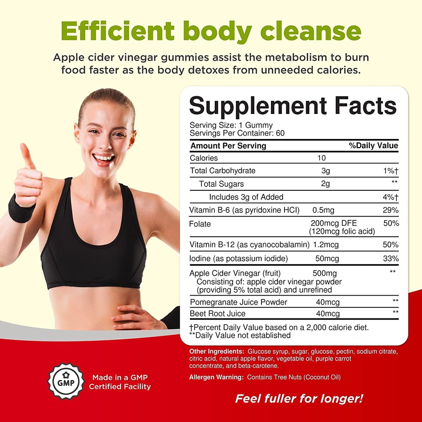 ACV Apple Cider Vinegar Gummies - Natural Energy Supplement ACV Gummy with Mother for Body Cleanse Immune Support and Gut Health - Apple Cider Vinegar with The Mother