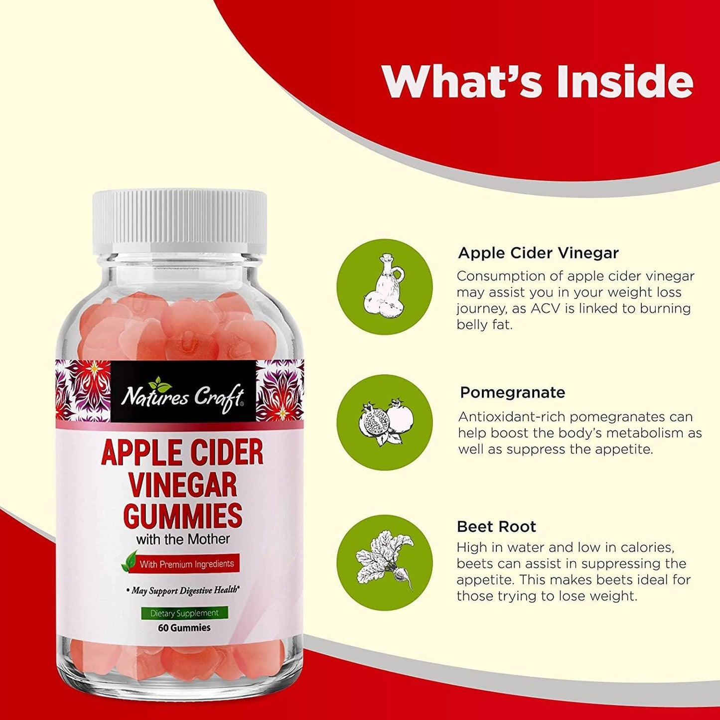 ACV Apple Cider Vinegar Gummies - Natural Energy Supplement ACV Gummy with Mother for Body Cleanse Immune Support and Gut Health - Apple Cider Vinegar with The Mother