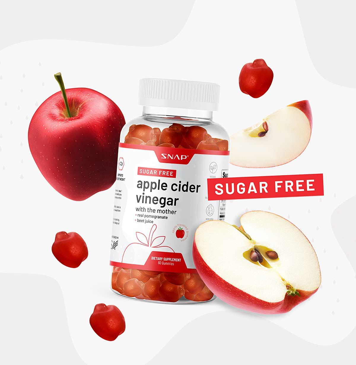 ACV Gummies Apple Cider Vinegar Gummies with The Mother - Gummy Vitamins for Detox and Cleanse, Weight Management, Immunity and Metabolism, Pomegranate, Beetroot - 60 Gummies (Sugar Free)