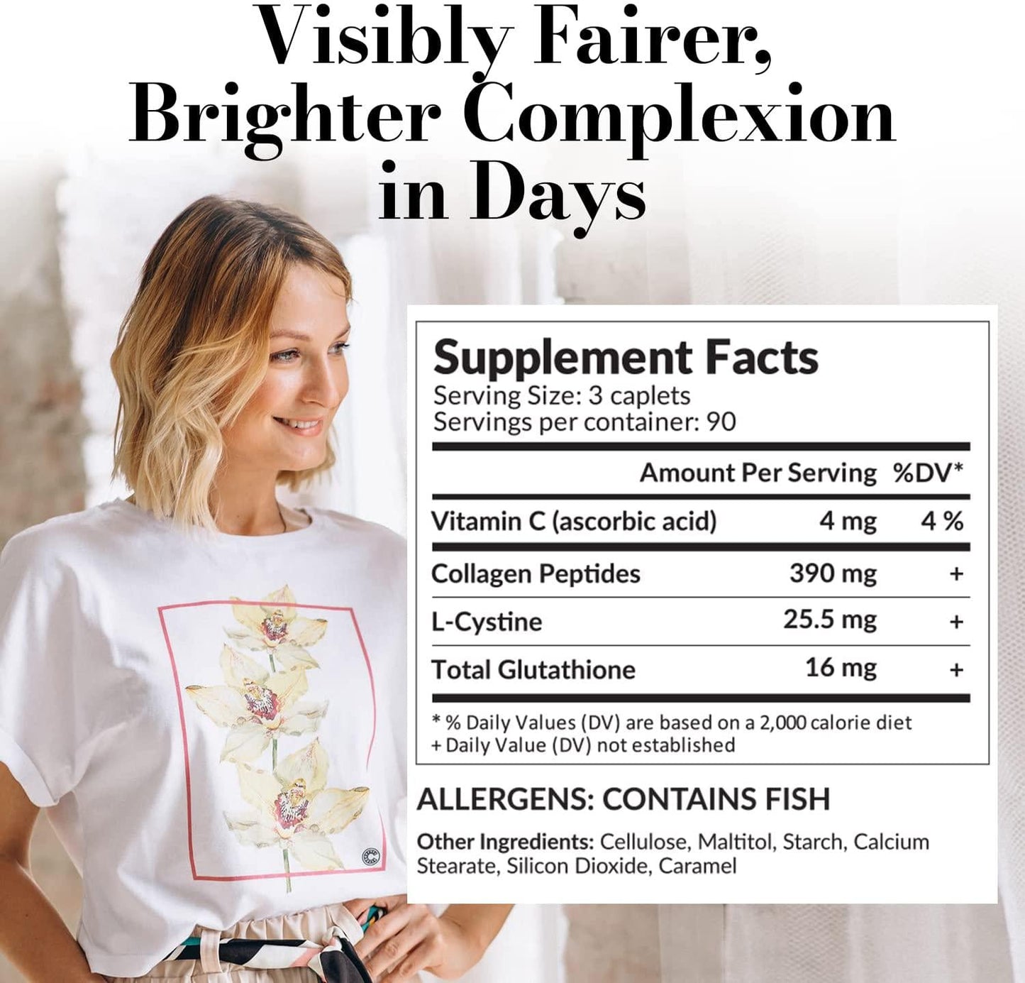 AFC Japan Collagen White Beauty with Marine Collagen Peptide, Glutathione, L-Cystine - 1.5X Better Absorption Than Other Collagen – for Skin Firmness and Whitening– 90 Days Supply's