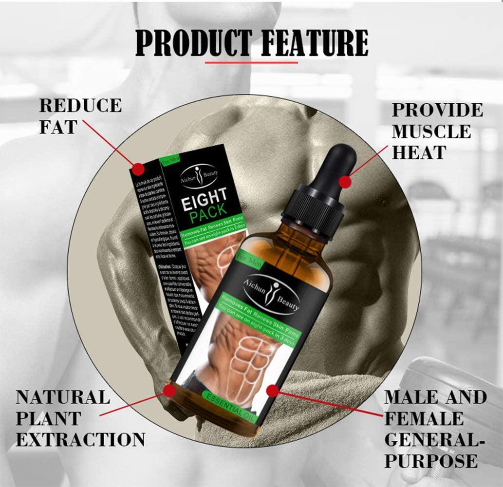 AICHUN BEAUTY Eight Pack Abdominal Essential Oil for Men Strong Waist Manly Torso Smooth Lines Press Fitness Belly Burning Muscle Fat Remove Renews Skin Weight Loss Slimming Cream 30ml