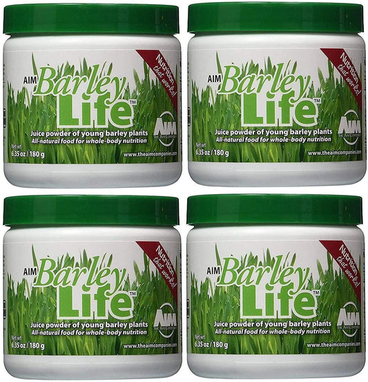 AIM BarleyLife Traditional Juice Powder of Young Barley Plants and All Natural Food for Whole Body Nutrition 4 Pack