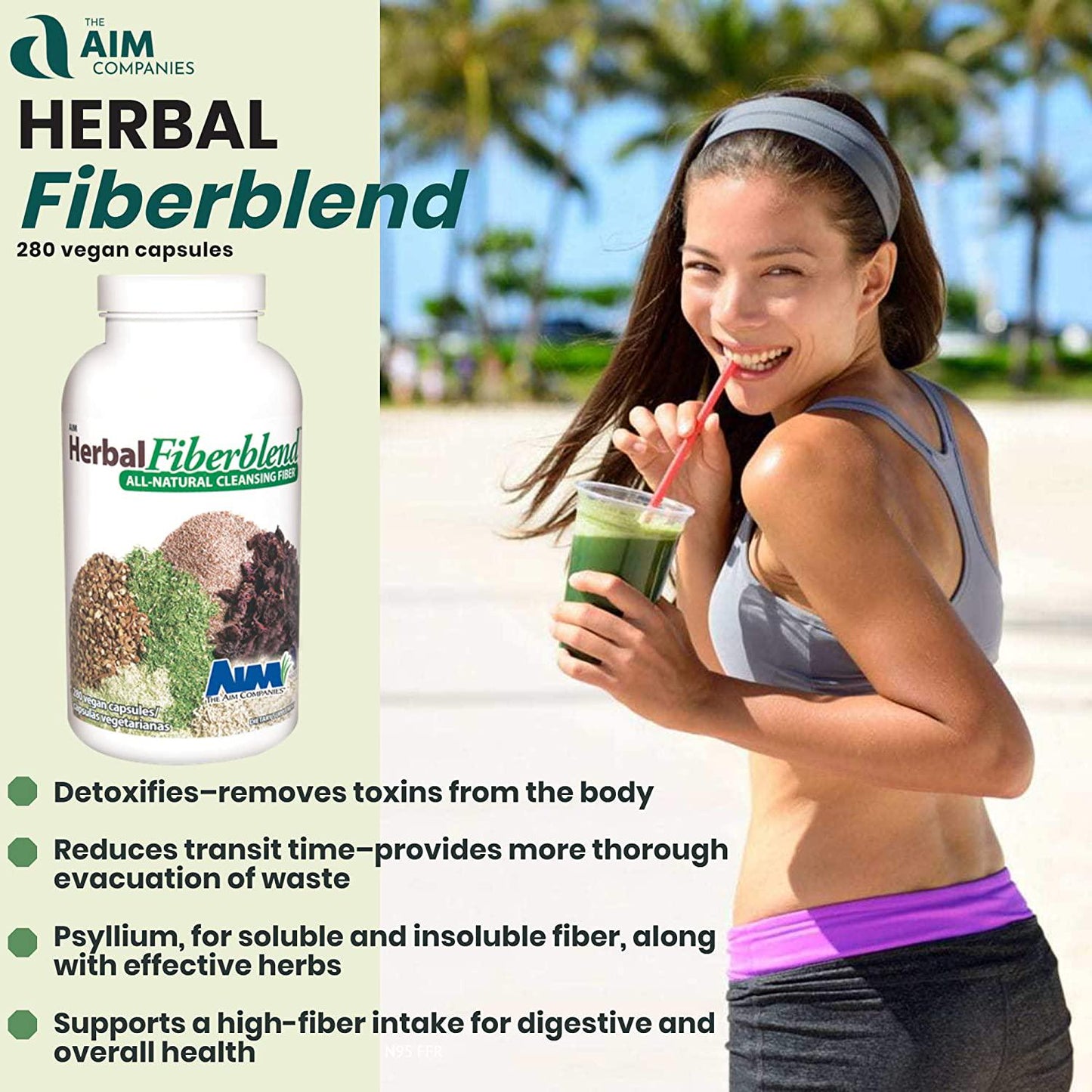 AIM Herbal Fiberblend 280 Capsules (3 Bottle) Helps Maintain Whole Body Healthy