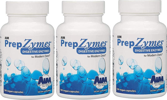 AIM PrepZymes Digestive Enzymes Dietary Supplement 100 Vegan Capsules (3 Bottle)