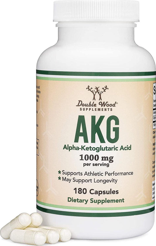 AKG Supplement (Alpha Ketoglutaric Acid) 1,000mg Per Serving (180 Capsules) Different and May Be More Effective Than AAKG (Recently Studied for Healthy Aging Properties) by Double Wood Supplements