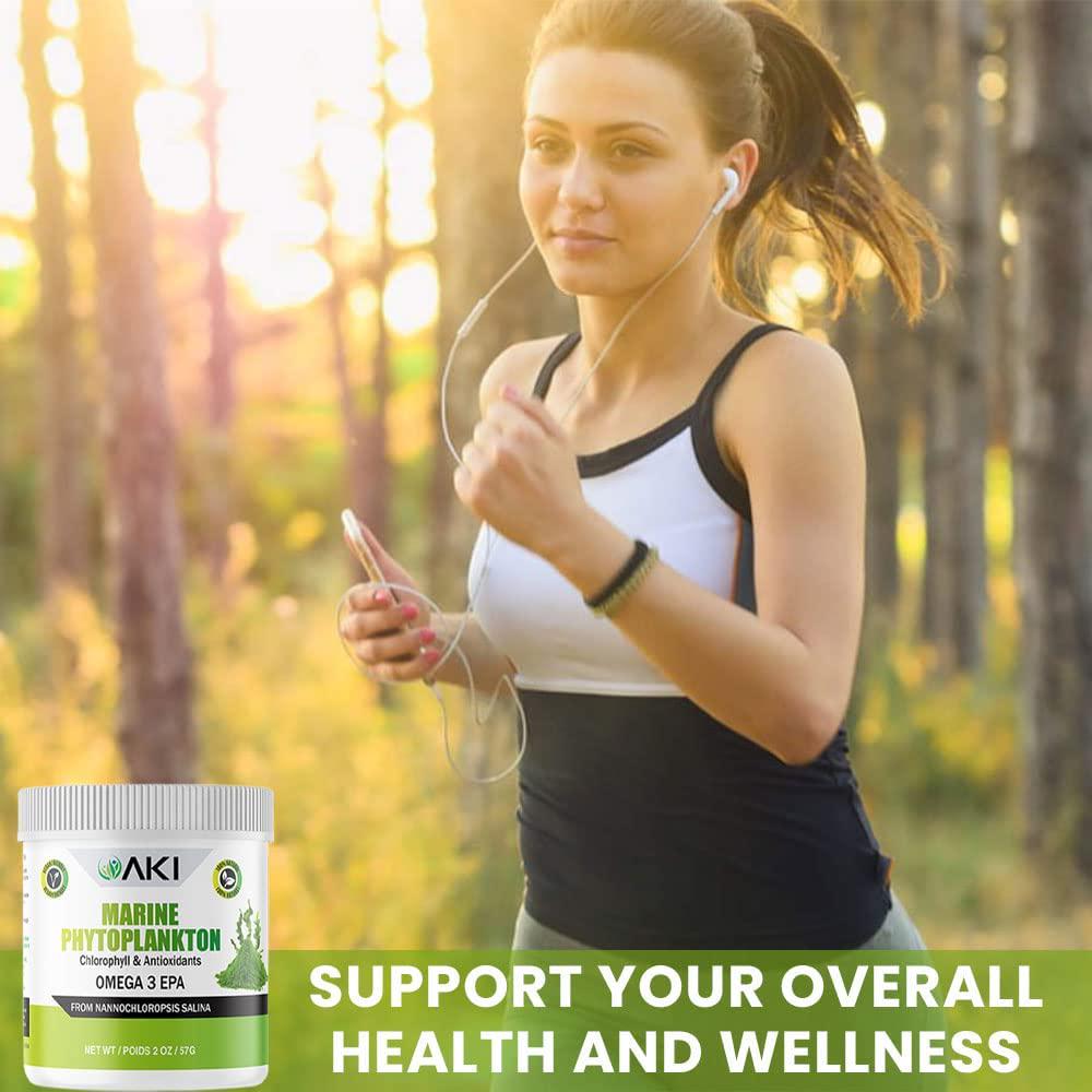 AKI Marine Phytoplankton Powder, Raw Omega 3 EPA Micro Algae Nannochloropsis Supplement - Plant Based Proteins, Vitamins for Brain Health, Immune Health and Inflammation | Vegan and GMO Free (2 Oz / 57G)