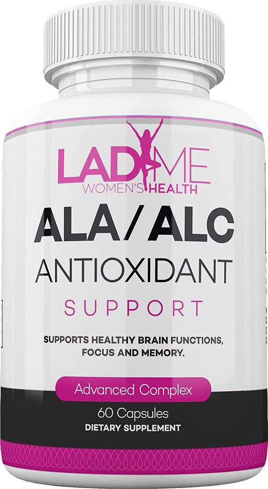 ALA / ALC Extra Strength Supplement - Alpha Lipoic Acid with Acetyl L-Carnitine 850 mg ALCAR Amino Acid Source for Brain Function, Memory, Focus, Antioxidant Support for Women by Ladyme 60 Capsules