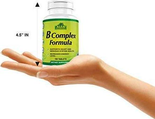 ALFA VITAMINS B Complex Formula - Daily Nutritional Supplement - Vitamins B1 - B2 - B3 - B5 - B6 - B7 - B9 - B12 -for a Healthier Heart and Nervous System, and Natural Energy Increase - 100 Tablets