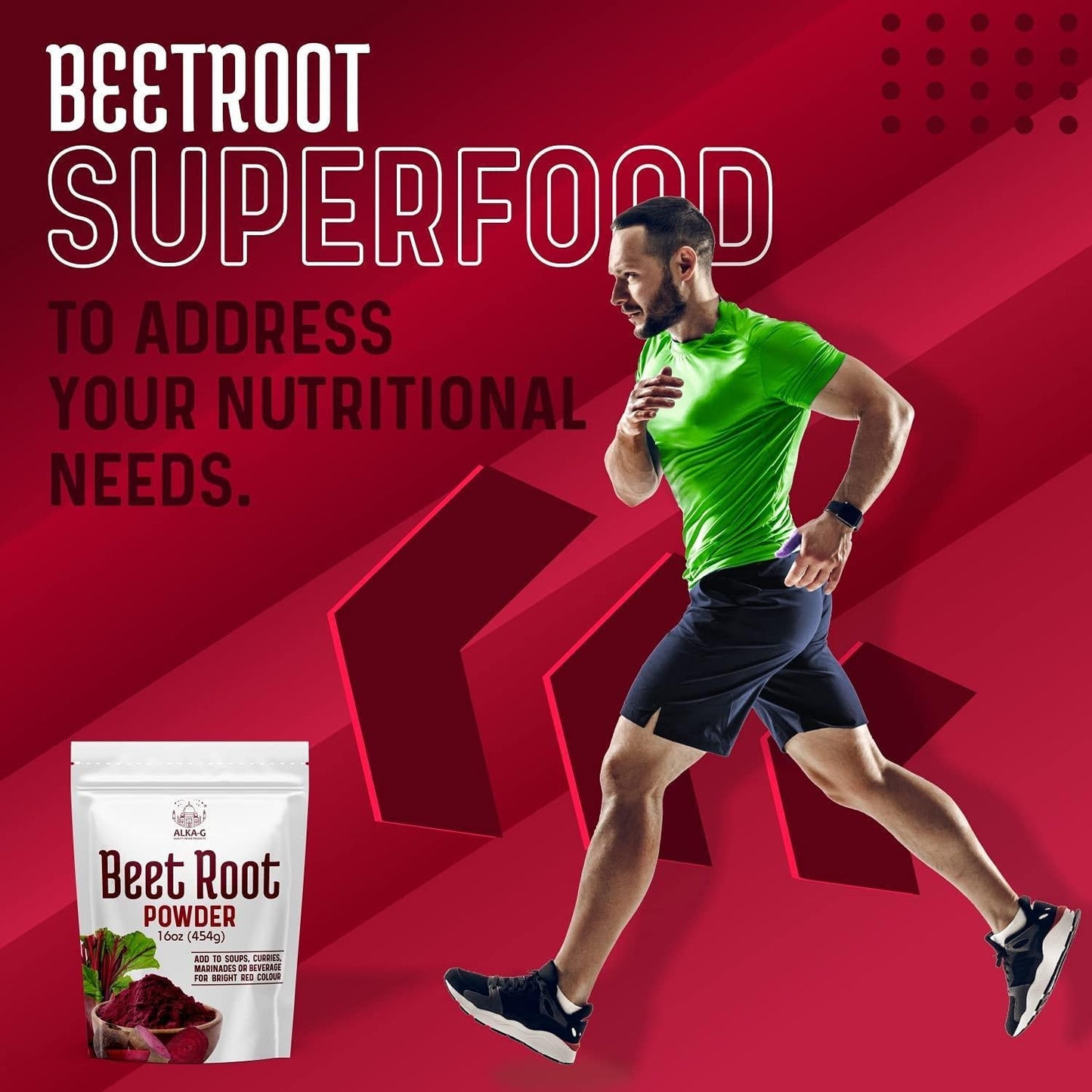 ALKA-G Beetroot Powder 16 Oz | Superfood Beetroot Supplement Pre Workout Booster and Natural Energy | 100% Organic Beetroot Powder for Smoothies, Baking, and Cooking