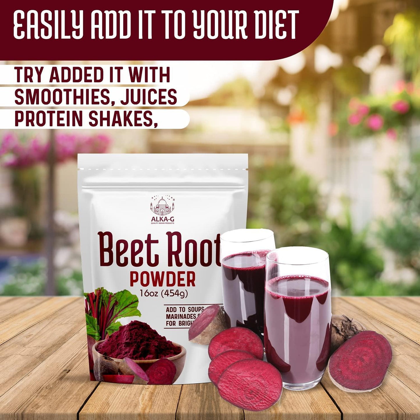 ALKA-G Beetroot Powder 16 Oz | Superfood Beetroot Supplement | All Natural, Gluten Free, Vegan