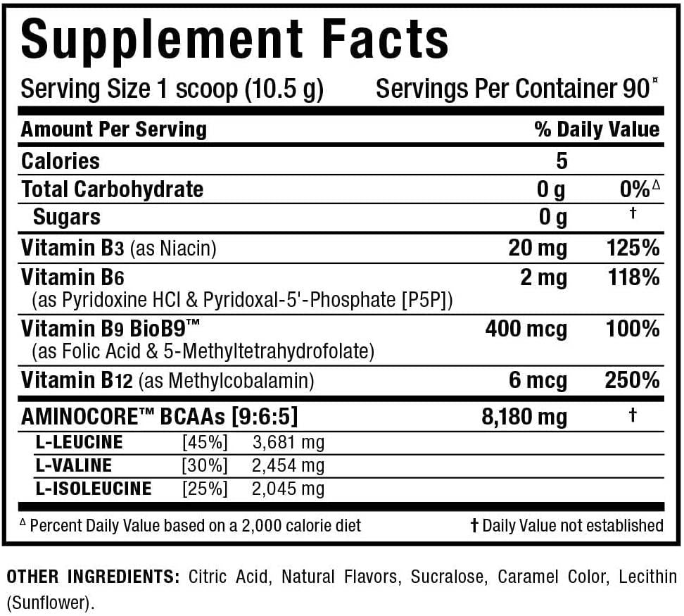 ALLMAX Nutrition Aminocore Bcaa - 8g Bcaas - 100% Pure Branch Chained Amino Acids - Sweet Tea - Gluten Free 945 Gram