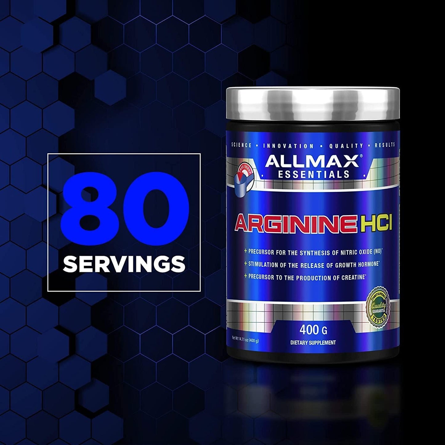 ALLMAX Nutrition Arginine, L - Arginine Powder for Men and Women, Provides Cardiovascular Support and Muscle Growth, Helps Improve Synthesis of Nitric Oxide and Blood Flow, 400 grams