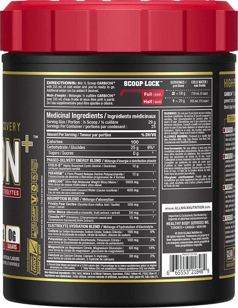 ALLMAX Nutrition - CARBION+ (Hydration, Endurance and Recovery) - Lemon Lime -725g