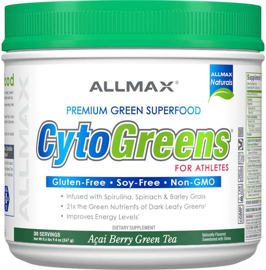 ALLMAX Nutrition - Cytogreens Super Greens Powder, Infused with Spirulina, Spinach and Barley Grass, Supports Immune Health and Digestive Function, Gluten Free and Vegan Friendly, 267 Grams