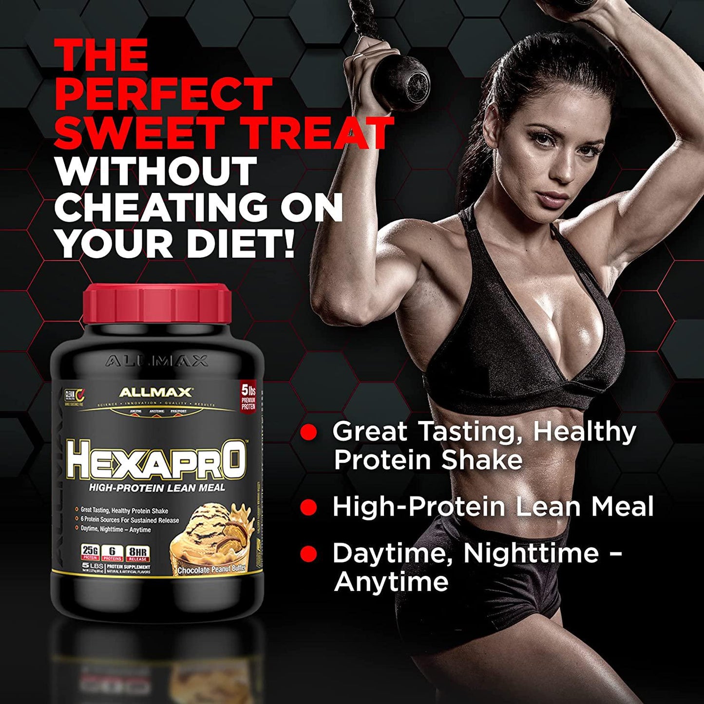 ALLMAX Nutrition - HEXAPRO Protein Powder, 6 Protein Sources for Sustained Release, Protein Blend, Gluten Free, 25 Grams of Protein, Chocolate, 5 Pound