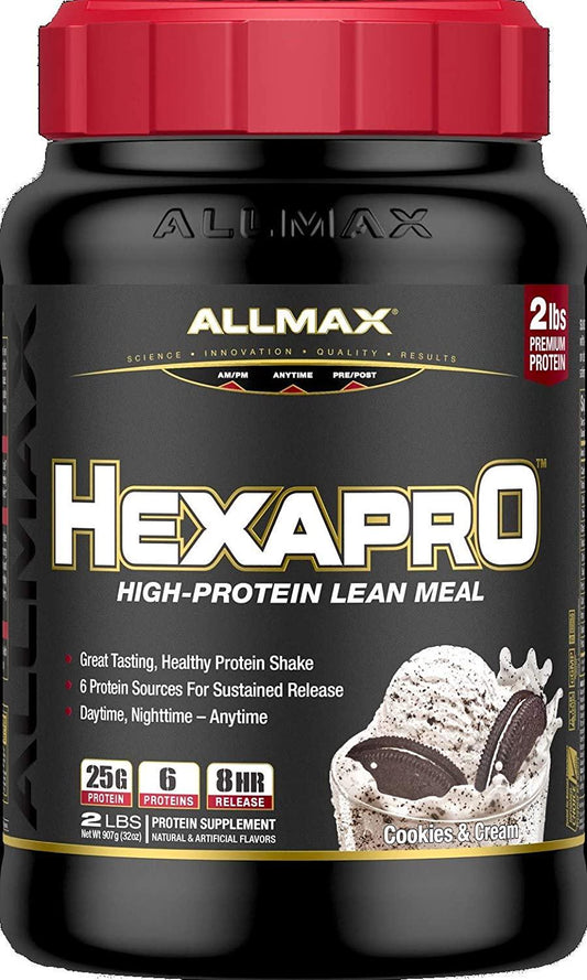 ALLMAX Nutrition Hexapro Protein Blend, Cookies and Cream, 2 lbs