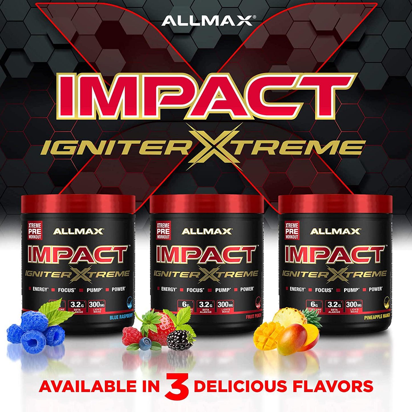 ALLMAX Nutrition - Impact Igniter Extreme Pre Workout Powder - with Citrulline Malate, Beta - Alanine, Caffeine, Taurine, and, Betaine anhydrous (Fruit Punch)
