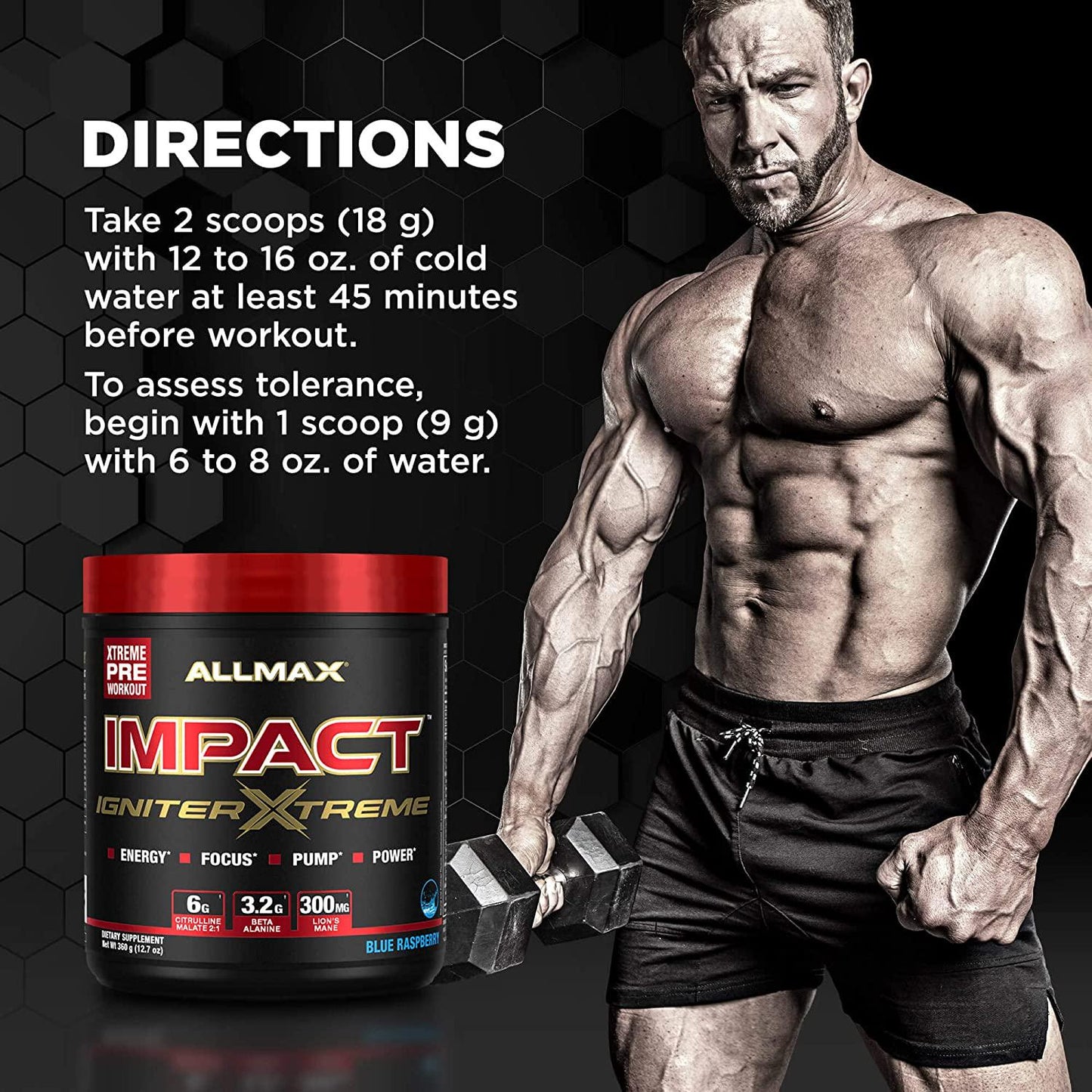 ALLMAX Nutrition - Impact Igniter Extreme Pre Workout Powder - with Citrulline Malate, Beta - Alanine, Caffeine, Taurine, and, Betaine anhydrous (Fruit Punch)