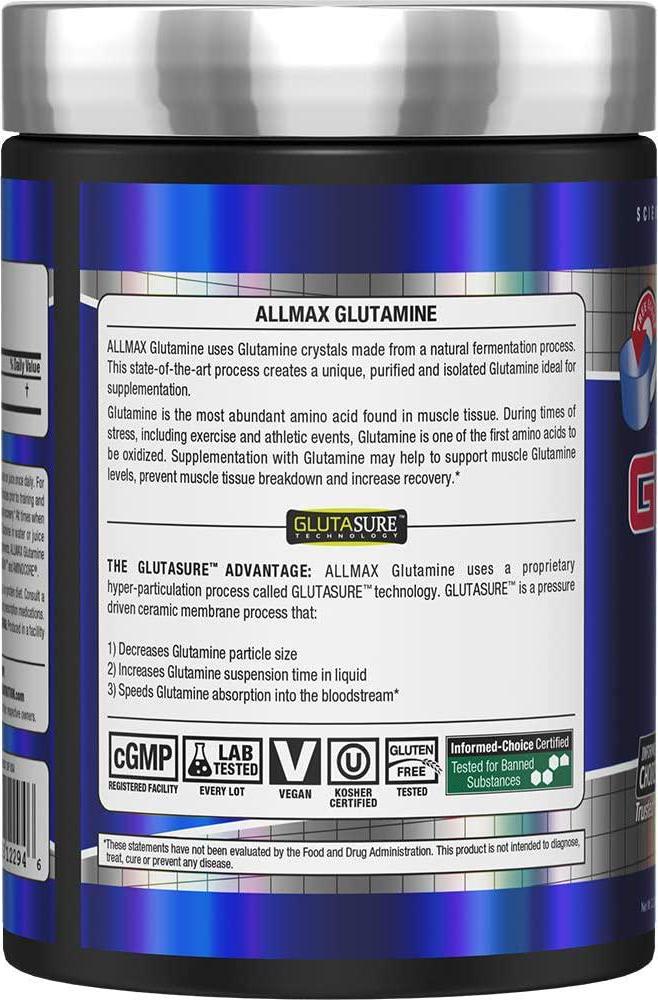 ALLMAX Nutrition L - Glutamine Powder, Muscle Recovery Formula, Gluten Free, Vegan, 1000 Grams