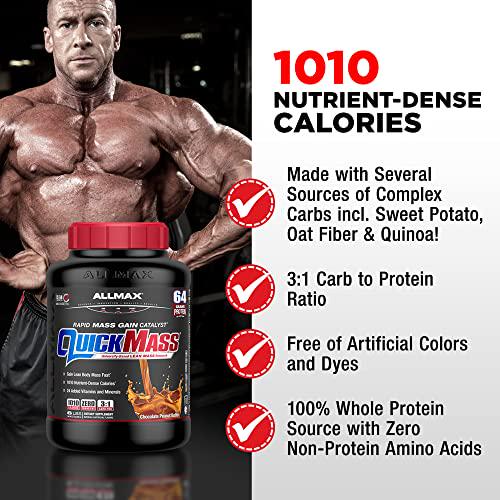 ALLMAX Nutrition QuickMass, Rapid Mass Gain Catalyst, Premium Mass Gainer with Complex Carbohydrates, 1010 Calories and 64 Grams of Protein, Chocolate, 6 Pound