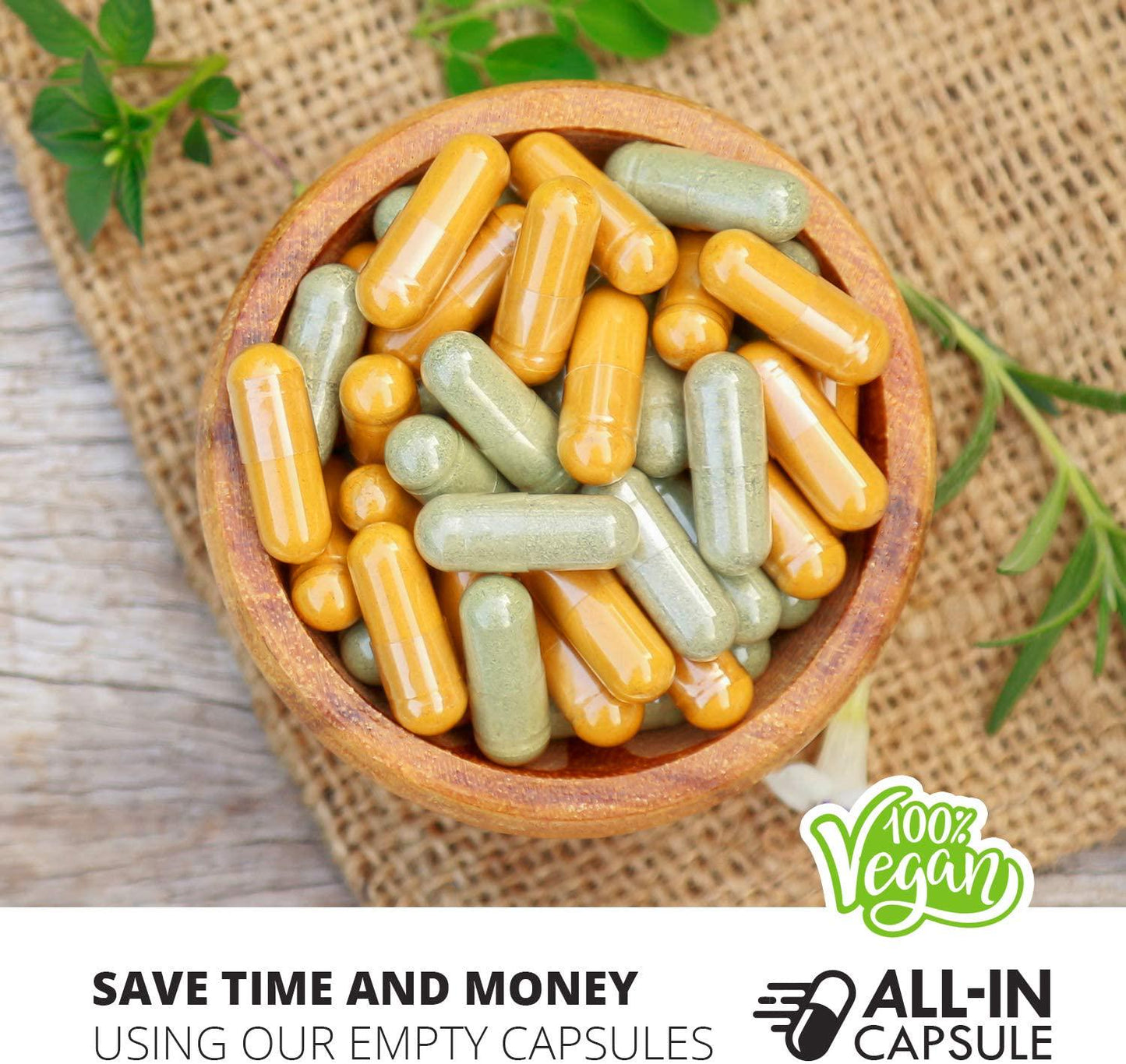 ALL-IN Capsule - 1000 Count Clear Empty Vegetarian Capsules - Compatible with Capsule Filling Machine - Fillable with Powders of Your Choice (000)