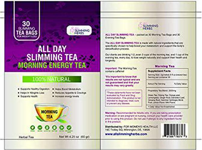 ALL SLIMMING HERBS All Day Slimming Tea For Daytime - 30 Days Supply - Boosts Metabolism and Skyrockets Energy Level