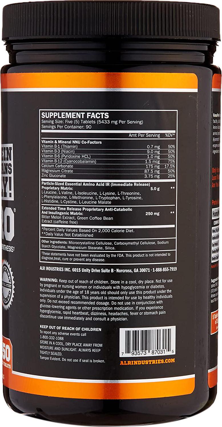 ALR Industries Humapro Tabs, Protein Matrix Formulated for Humans, Waste Less. Gain Lean Muscle, 1087mg, 450 Tabs