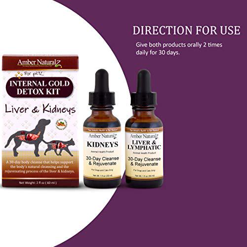 AMBER NATURALZ - Internal Gold Detox KIT - Powerful and Gentle Cleanse and Rejuvenation - for Dogz and Catz