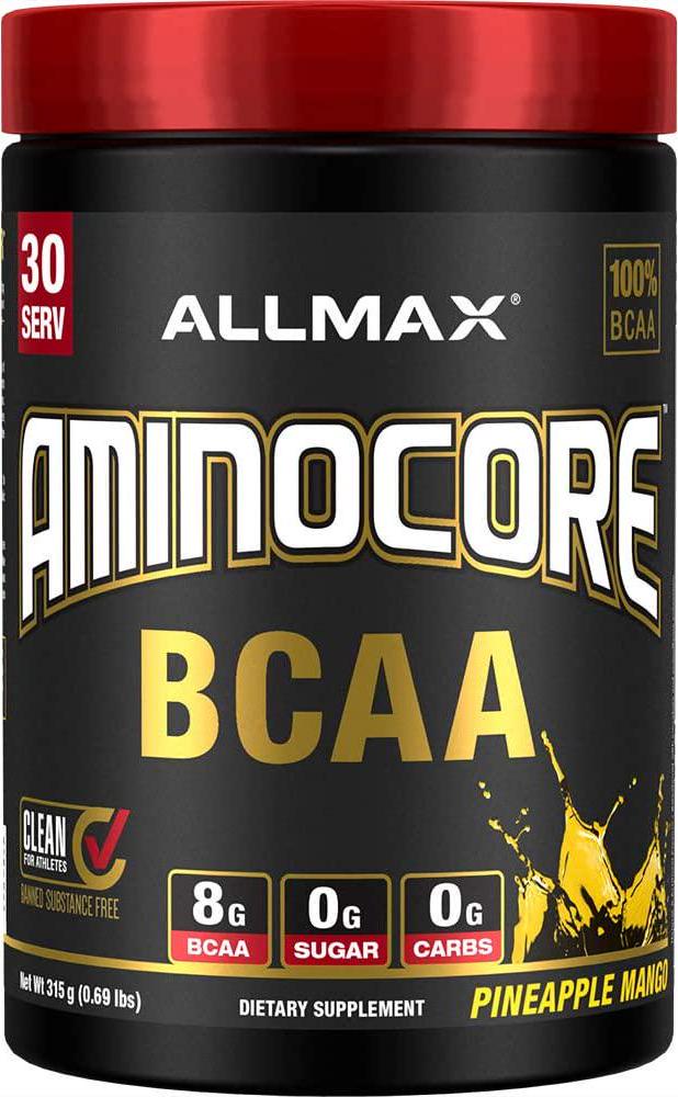 AMINOCORE BCAA 8G BCAAs 100% Pure Branch Chained Amino Acids Gluten Free - Pineapple Mango - 315 Gram