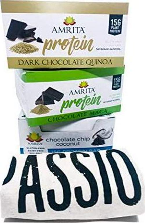 AMRITA Chocolate Lovers Variety Bundle (36 bars) Vegan Protein Bars | Peanut Free, Soy Free, Gluten Free Sampler Pack | High Fiber Meal Replacement Bar, Healthy Snacks | Paleo Snack, Dairy Free, Plant Based Energy Bars | No Sugar Alcohol