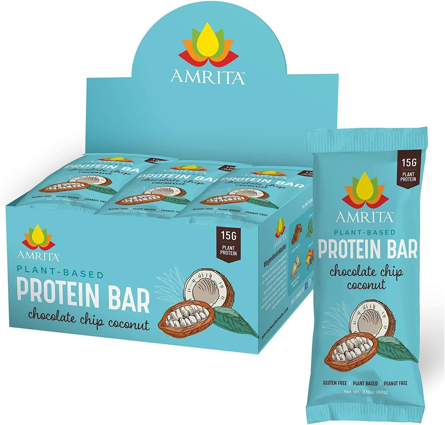 AMRITA Chocolate Lovers Variety Bundle (36 bars) Vegan Protein Bars | Peanut Free, Soy Free, Gluten Free Sampler Pack | High Fiber Meal Replacement Bar, Healthy Snacks | Paleo Snack, Dairy Free, Plant Based Energy Bars | No Sugar Alcohol