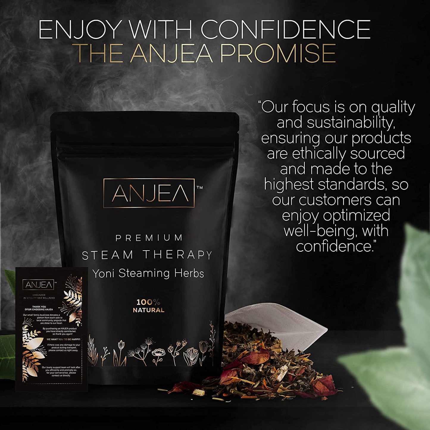 ANJEA Yoni Steaming Herbs 2 oz (2-4 steams), Yoni Steam Herbs for Cleansing and Tightening Detox, Natural V Steam Herbs for V Steam Seat Kit, Herbal Sitz Bath Soak, Filter bags included