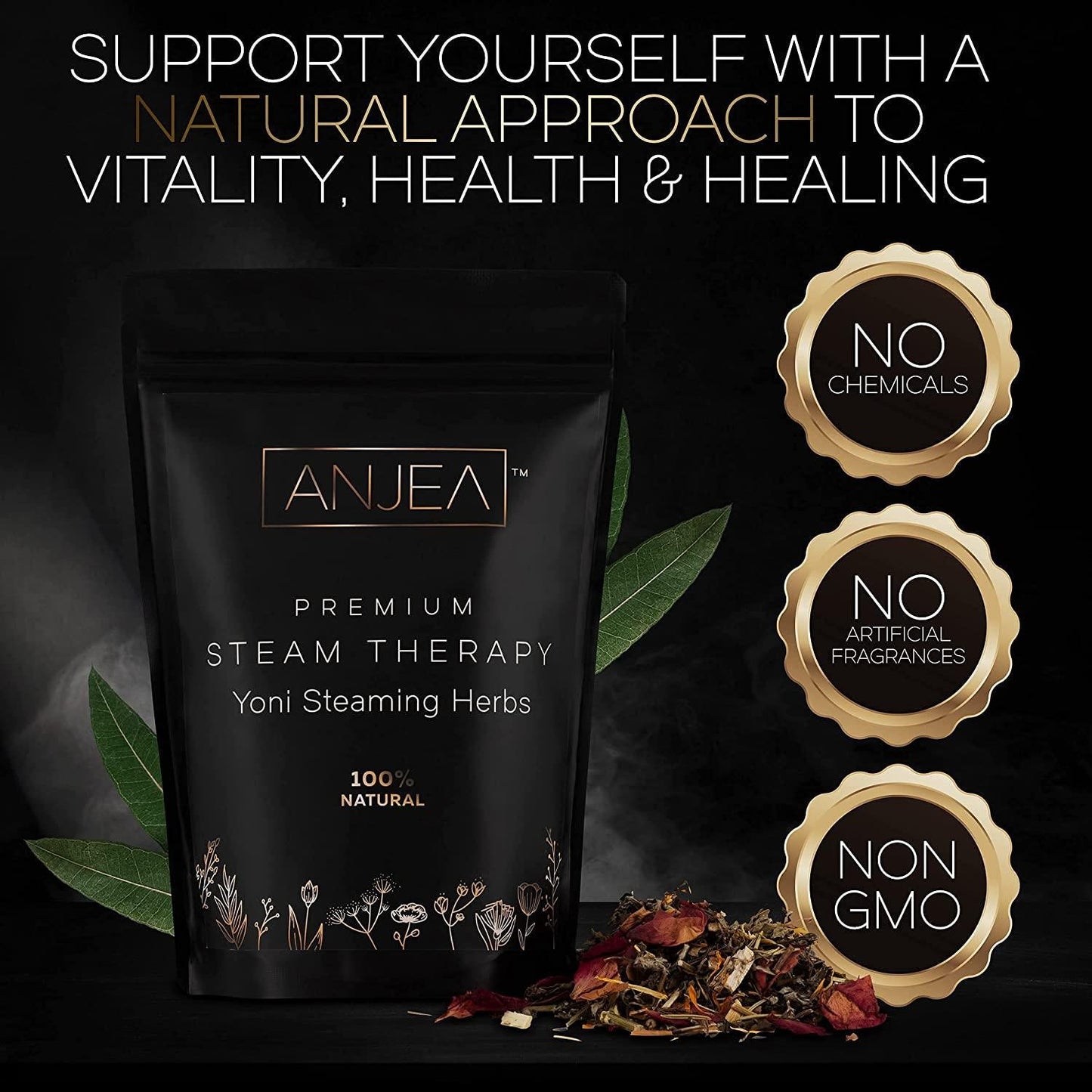 ANJEA Yoni Steaming Herbs 2 oz (2-4 steams), Yoni Steam Herbs for Cleansing and Tightening Detox, Natural V Steam Herbs for V Steam Seat Kit, Herbal Sitz Bath Soak, Filter bags included
